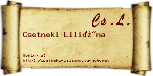 Csetneki Liliána névjegykártya